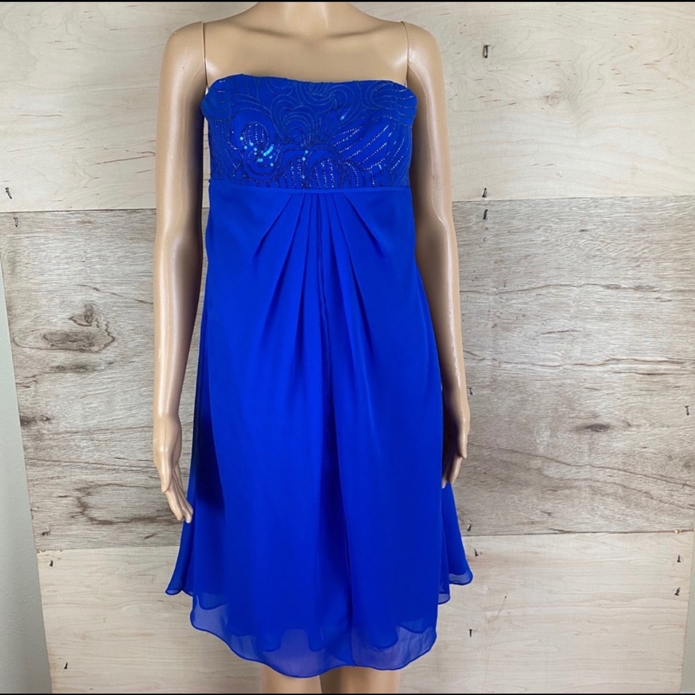 David’s Bridal Royal Blue Sequined Dress